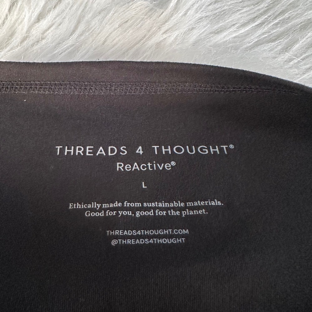 Threads 4 Thought Maternity Leggings Black Moto Ribbed Panel Activewear Large - Picture 4 of 6